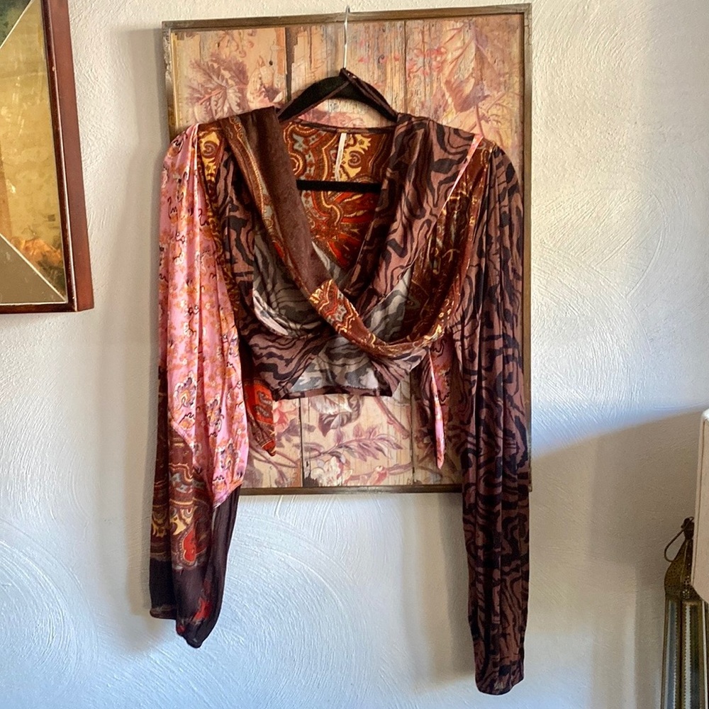 FREE PEOPLE HAILEY TOP TIE CROP TOP ORIGINAL COMBO BOHO FP CROP TOP - Picture 5 of 16
